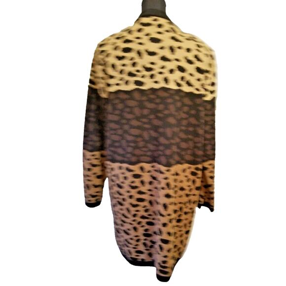 Sag Harbor Women's Leopard Print Long Cardigan Open Front Long Sleeve Size P/L - Picture 3 of 6